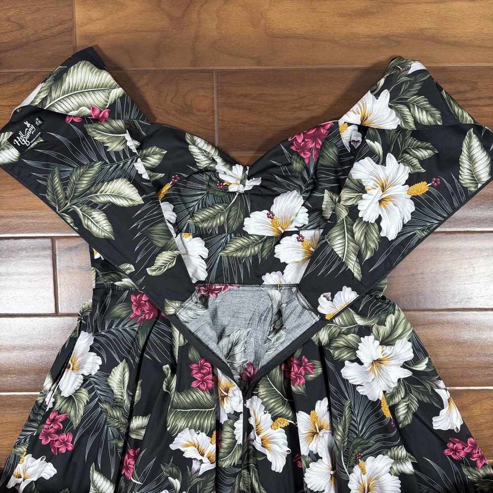 Hell Bunny Women's Size 2XL Black Tropical Floral Sasha Pinup Retro Swing Dress - Picture 9 of 10